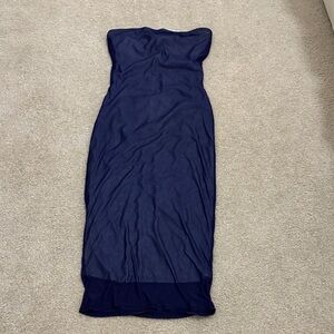 Mesh Navy Strapless Dress
